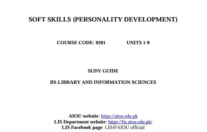 9201_SOFT SKILLS (PERSONALITY DEVELOPMENT)