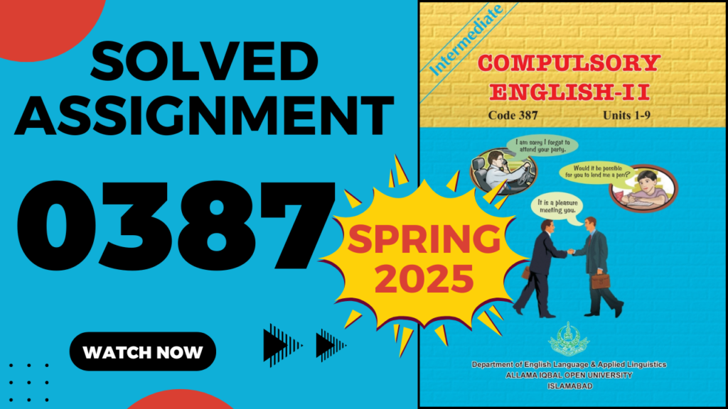 Code 387 Solved Assignment No 1